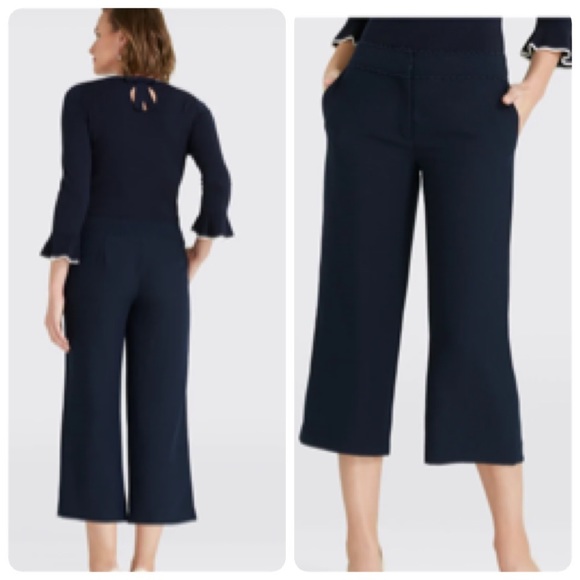 Draper James Scallop Crop Pants in Navy Size 0 - Picture 2 of 8